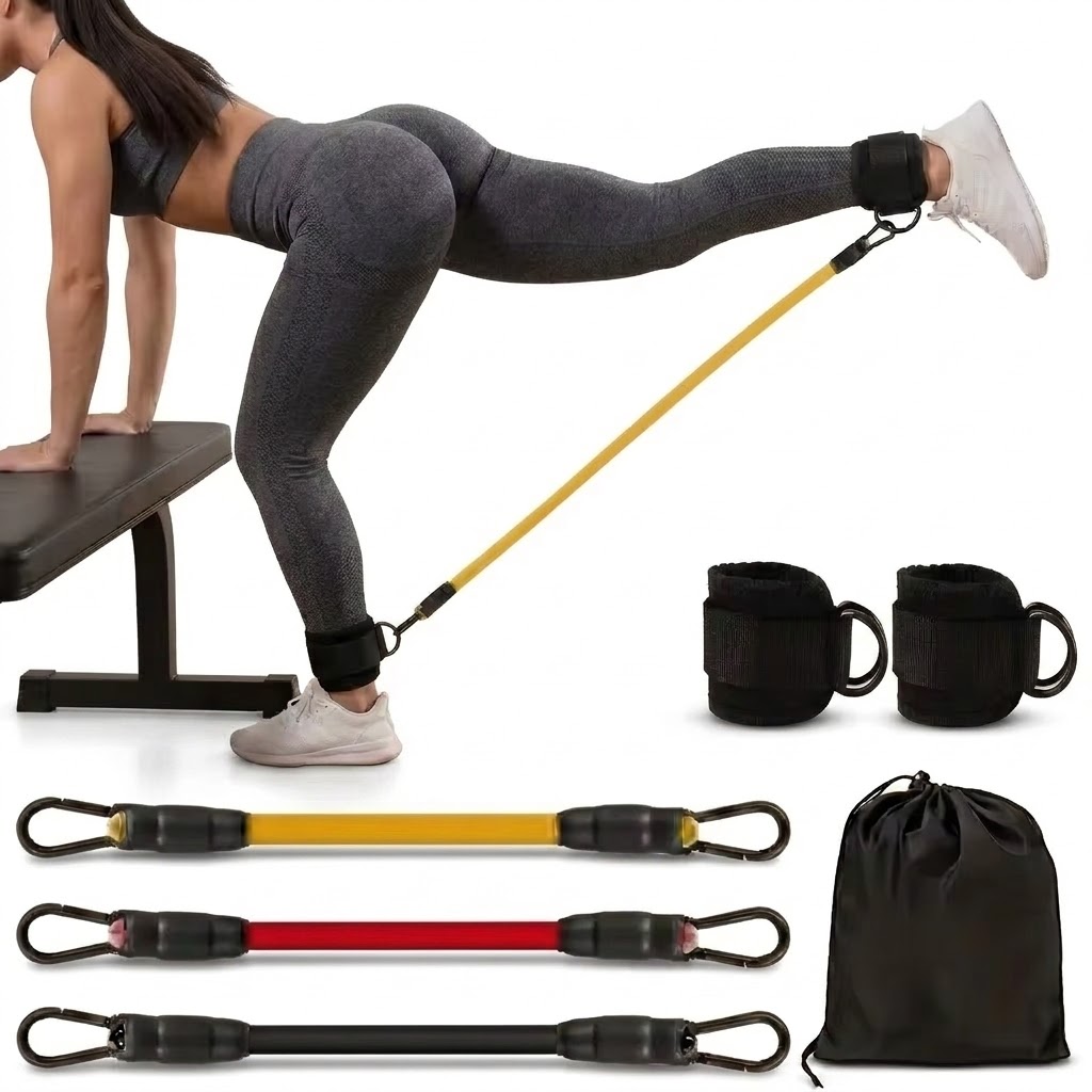 Yoga Fitness Resistance Band - 5‑Piece Ankle Resistance Band Set Adjustable